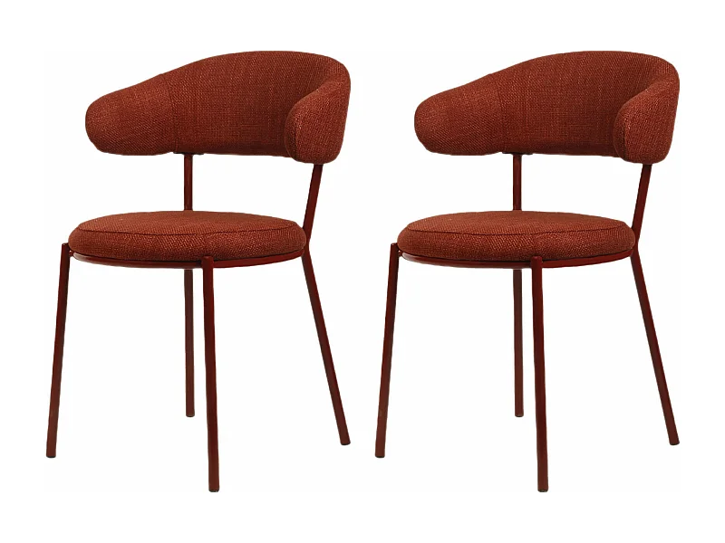 Sedie Rebecca Mobili Talong 80,5x47,5x57,5 Tessuto Poliestere Acciaio Rosso Moderno SET 2 pezzi
