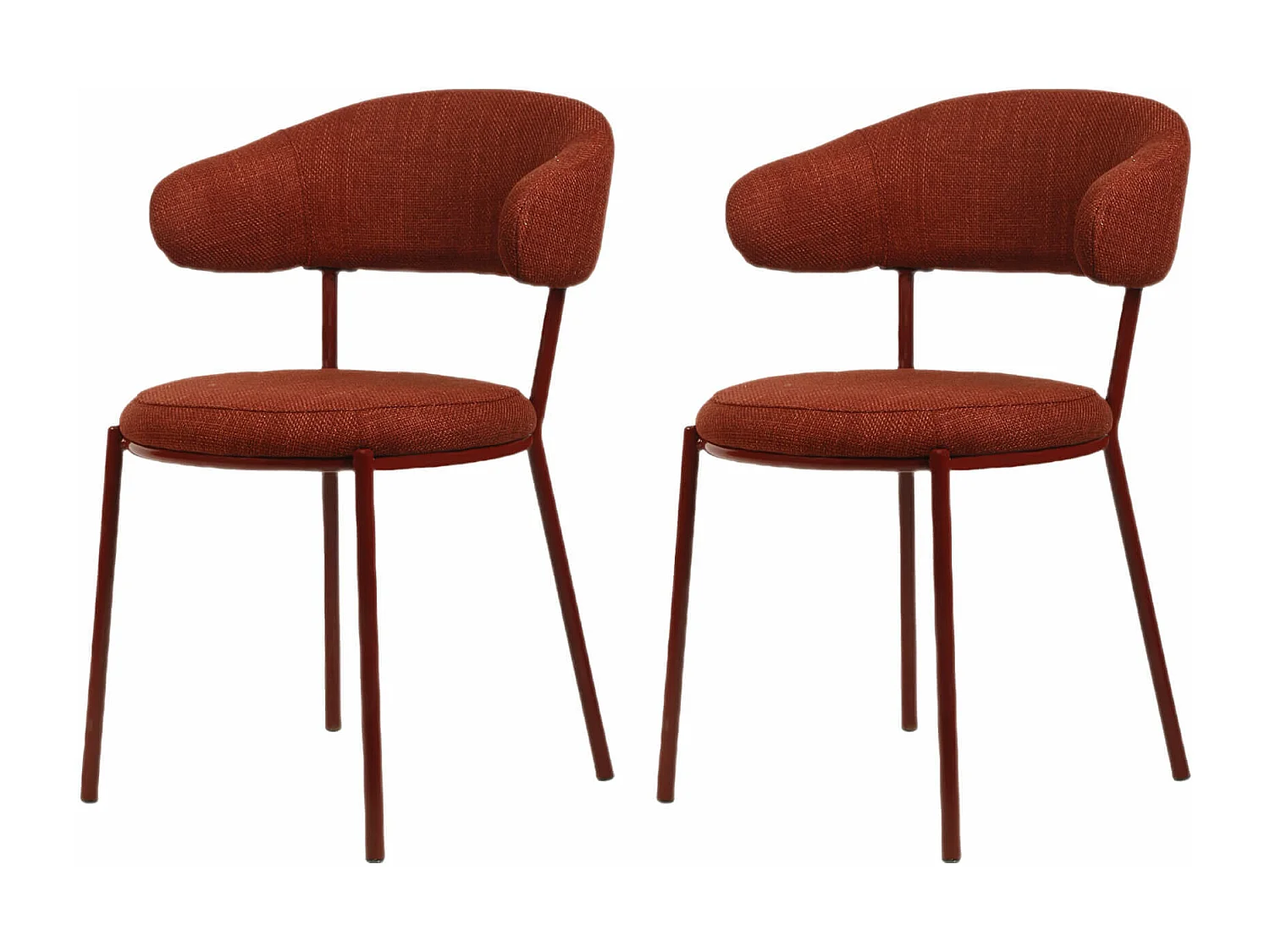 Sedie Rebecca Mobili Talong 80,5x47,5x57,5 Tessuto Poliestere Acciaio Rosso Moderno SET 2 pezzi