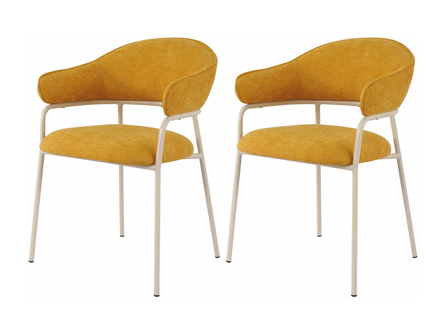 Sedie Rebecca Mobili Piesang 82,5x57x56,5 Tessuto Poliestere Acciaio Giallo Bianco Moderno SET 2 pezzi