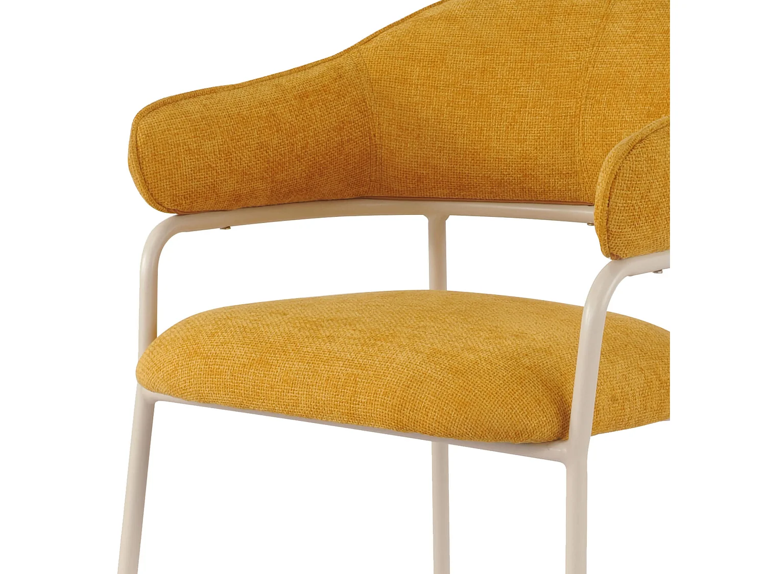 Sedie Rebecca Mobili Piesang 82,5x57x56,5 Tessuto Poliestere Acciaio Giallo Bianco Moderno SET 2 pezzi