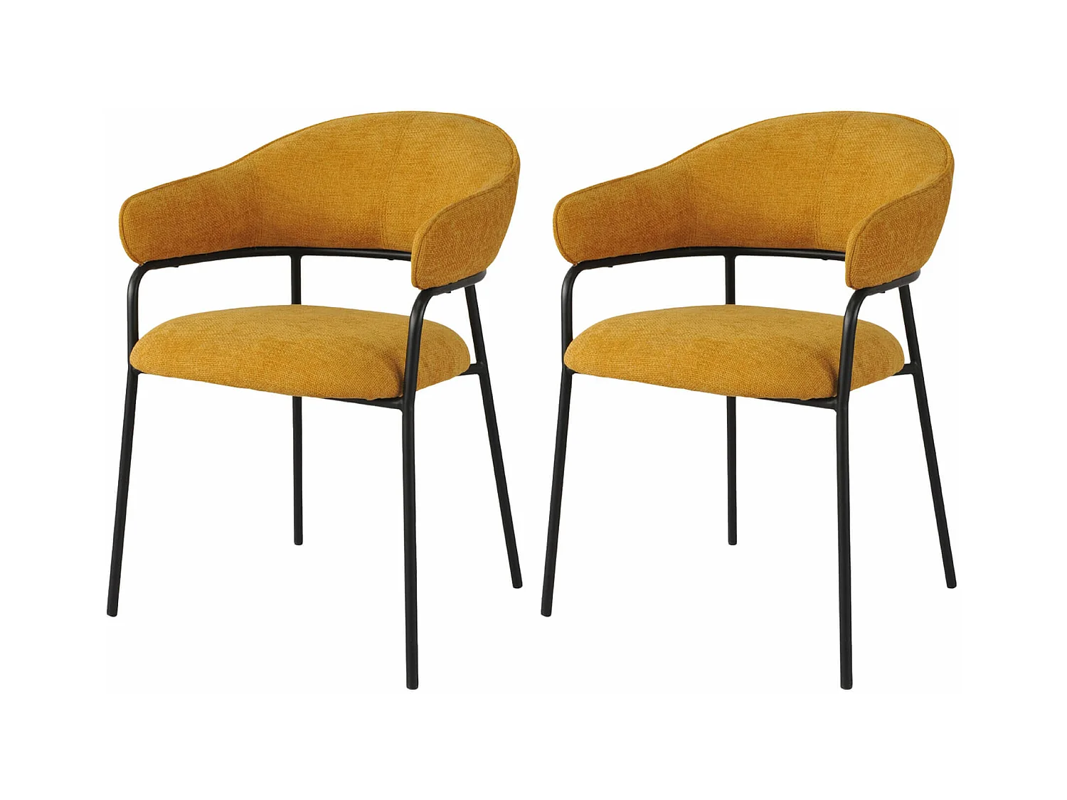 Sedie Rebecca Mobili Kadid 82,5x57x56,5 Tessuto Poliestere Acciaio Giallo Nero Moderno SET 2 pezzi