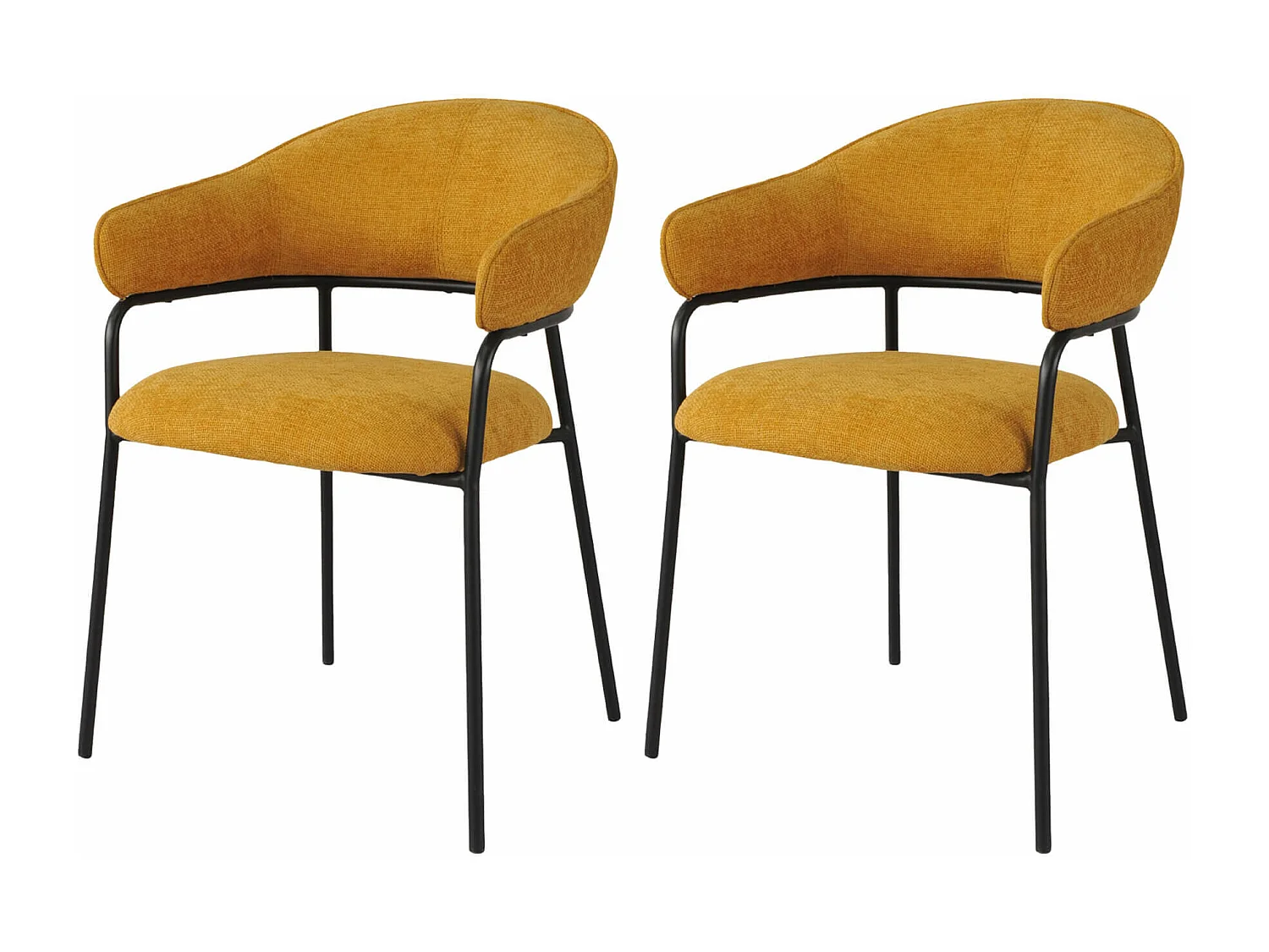 Cadeiras Rebecca Mobili Kadid 82,5x57x56,5 Tecido de Poliéster Aço Amarelo Preto Moderno CONJUNTO 2 peças