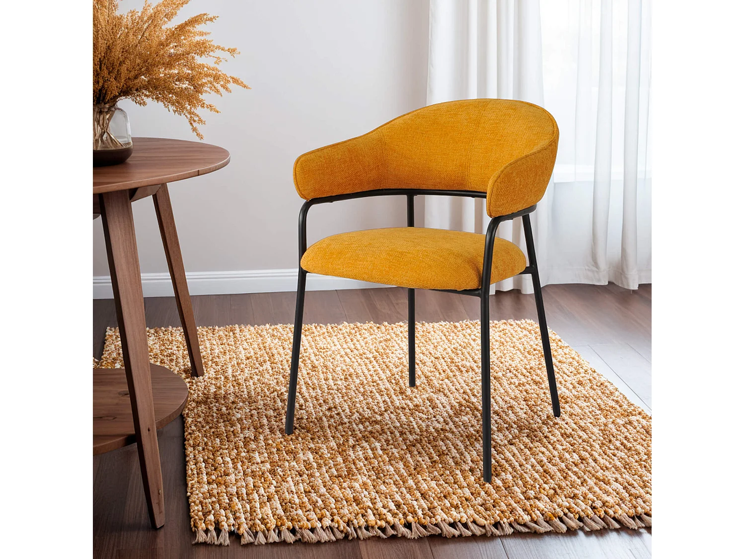 Cadeiras Rebecca Mobili Kadid 82,5x57x56,5 Tecido de Poliéster Aço Amarelo Preto Moderno CONJUNTO 2 peças