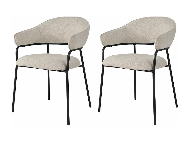 Sedie Rebecca Mobili Bakla 82,5x57x56,5 Tessuto Poliestere Acciaio Bianco Perla Nero Moderno SET 2 pezzi