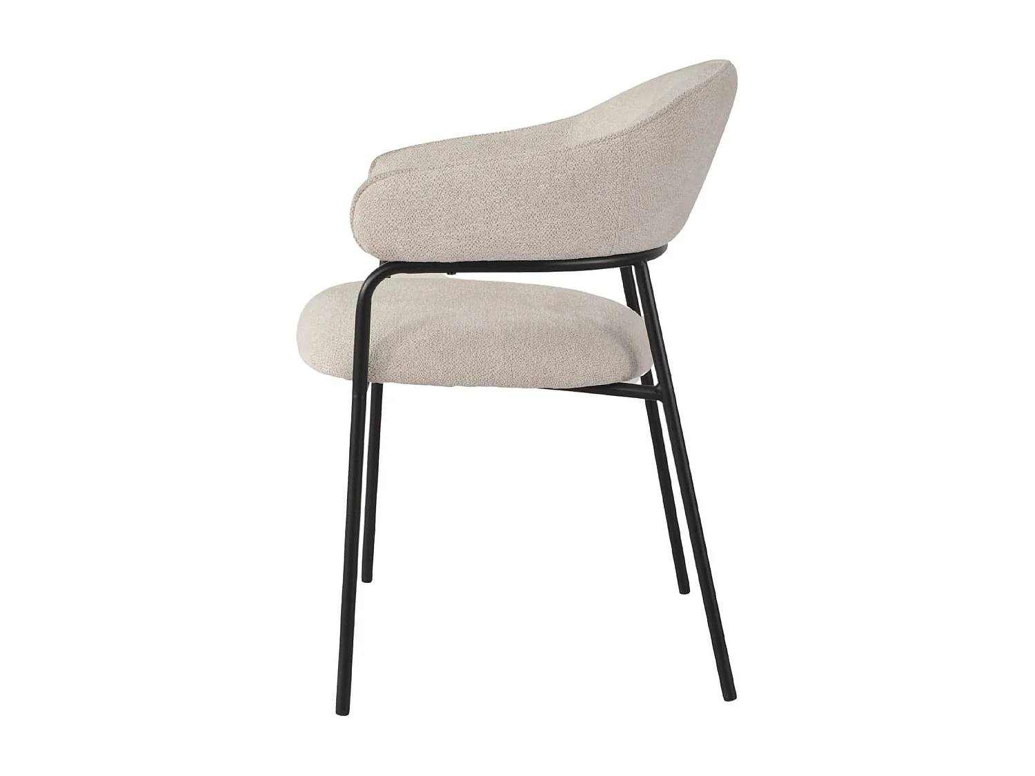 Chaises Bakla 82,5x57x56,5 Tissu Polyester Acier Blanc Perle Noir Moderne ENSEMBLE 2 pièces