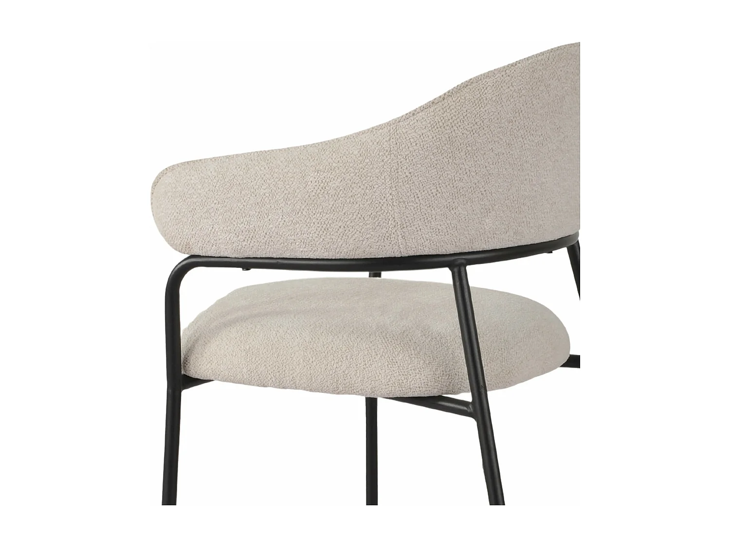 Chaises Bakla 82,5x57x56,5 Tissu Polyester Acier Blanc Perle Noir Moderne ENSEMBLE 2 pièces