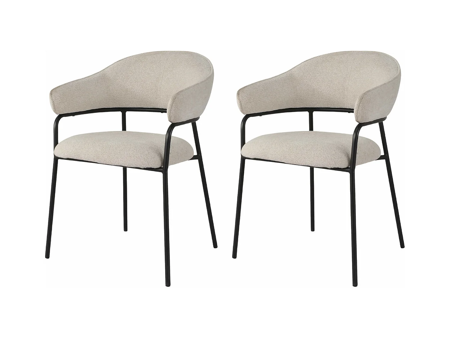 Sedie Rebecca Mobili Bakla 82,5x57x56,5 Tessuto Poliestere Acciaio Bianco Perla Nero Moderno SET 2 pezzi
