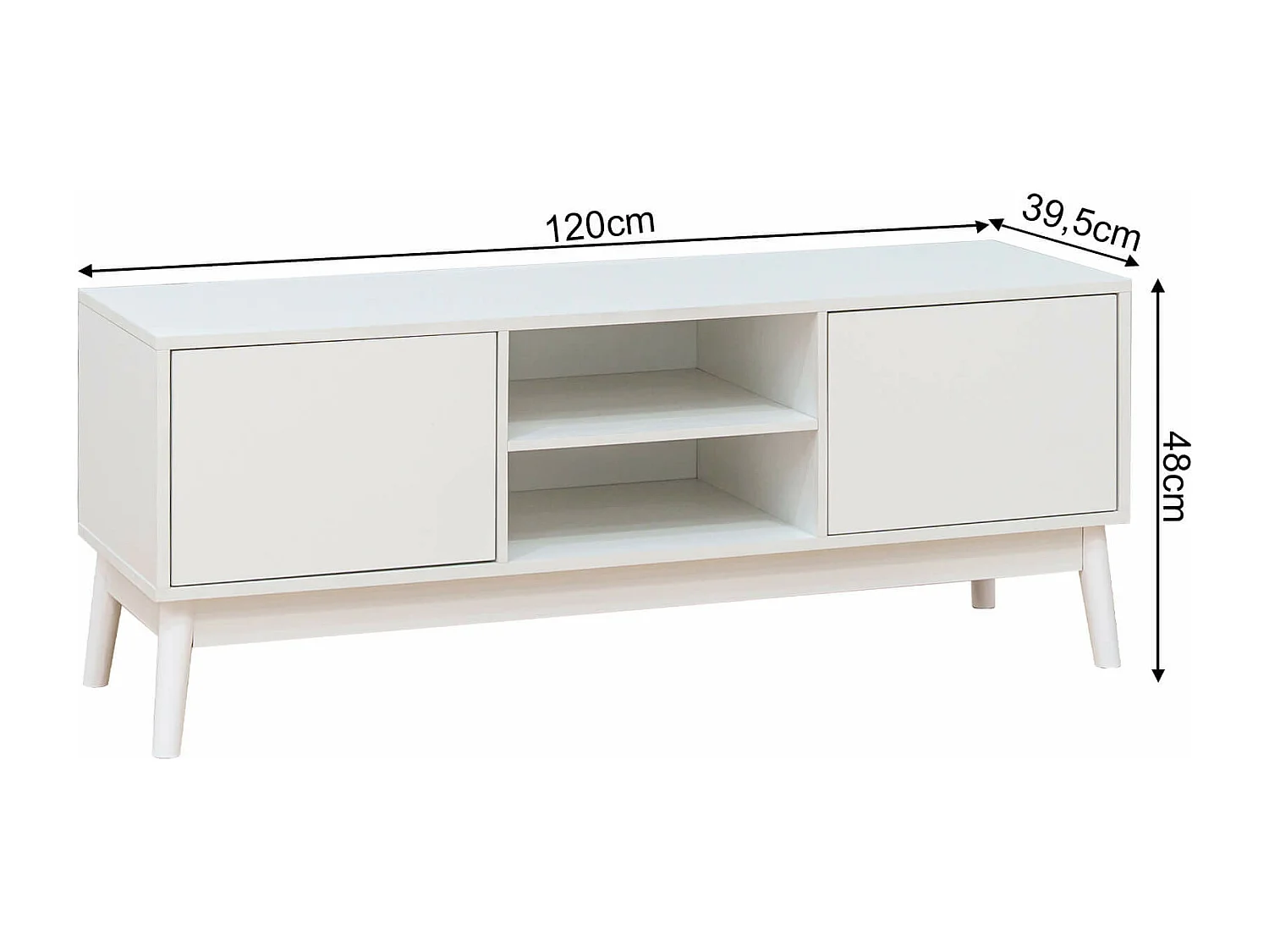 Mueble de TV Rebecca Mobili Bacopa 48x120x39,5 Tablero de partículas Blanco Moderno