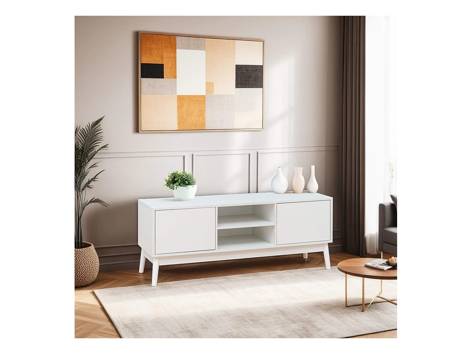 Meuble TV Bacopa 48x120x39,5 Panneau de particules Blanc Moderne