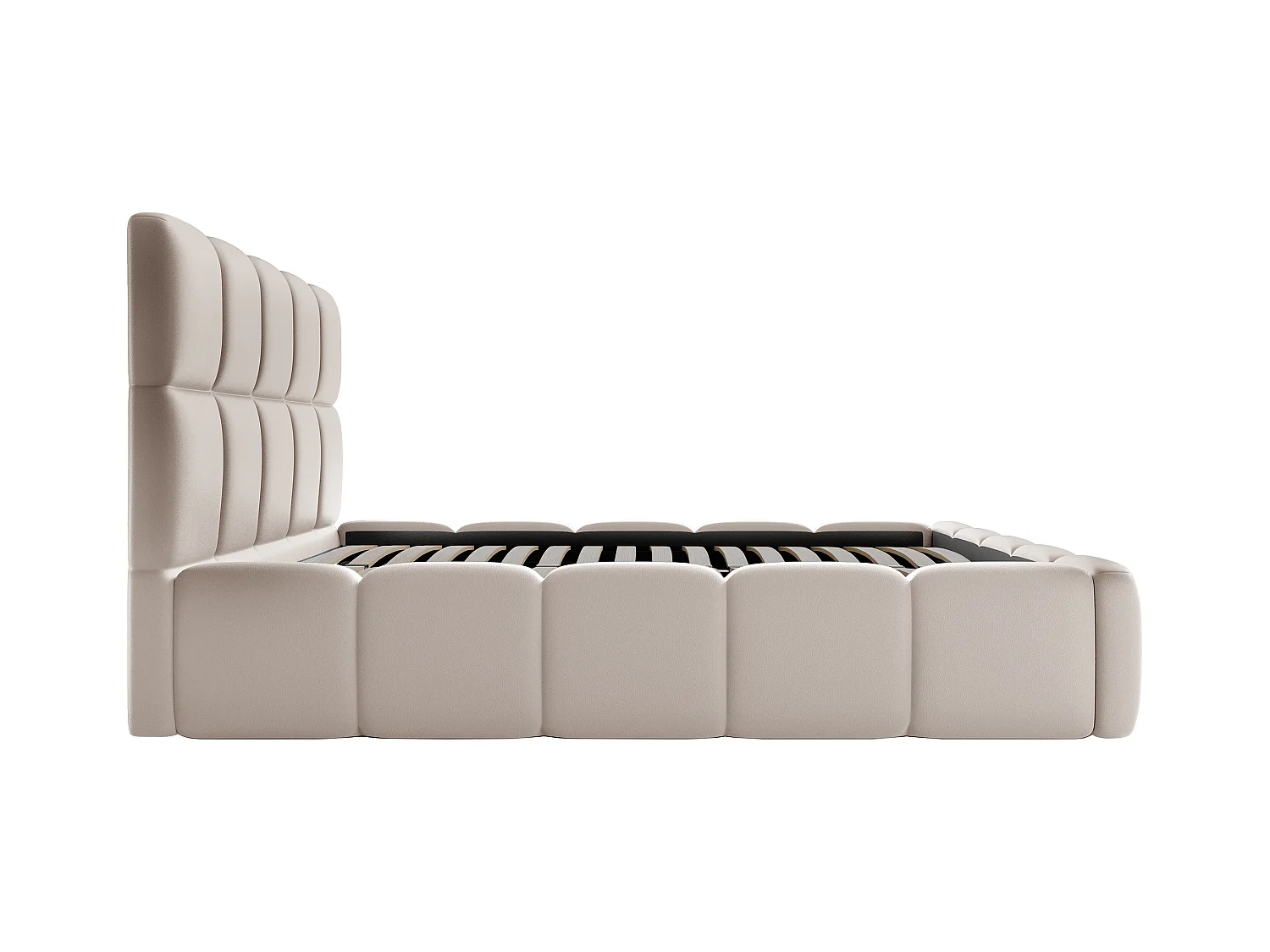 Lit coffre 160 x 200 cm - Tissu effet cuir - Beige + Matelas - DAMADO de Pascal Morabito