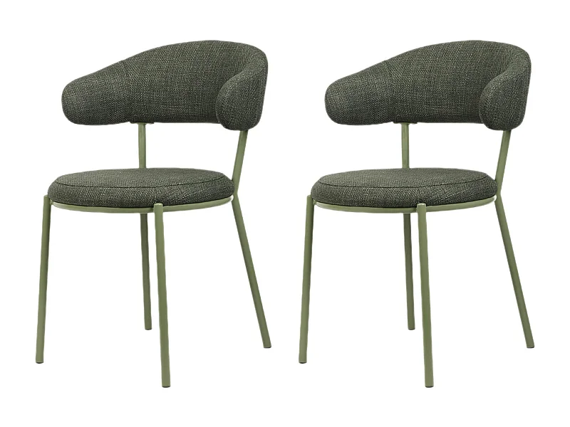 Sedie Rebecca Mobili Zeita 80,5x47,5x57,5 Tessuto Poliestere Acciaio Verde Moderno SET 2 pezzi