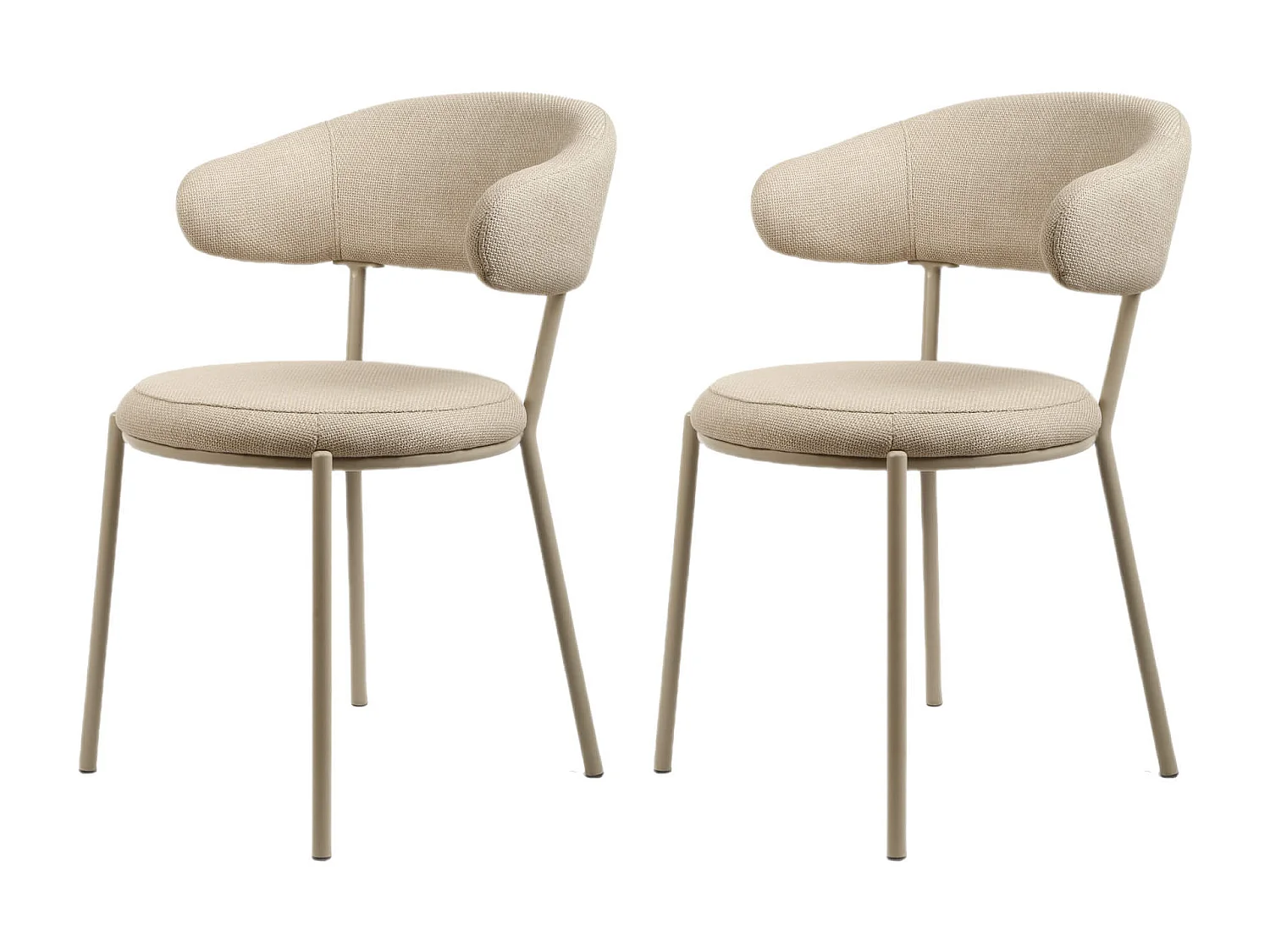 Chaises Alamanda 80,5x47,5x57,5 Tissu Polyester Acier Beige Moderne ENSEMBLE 2 pièces