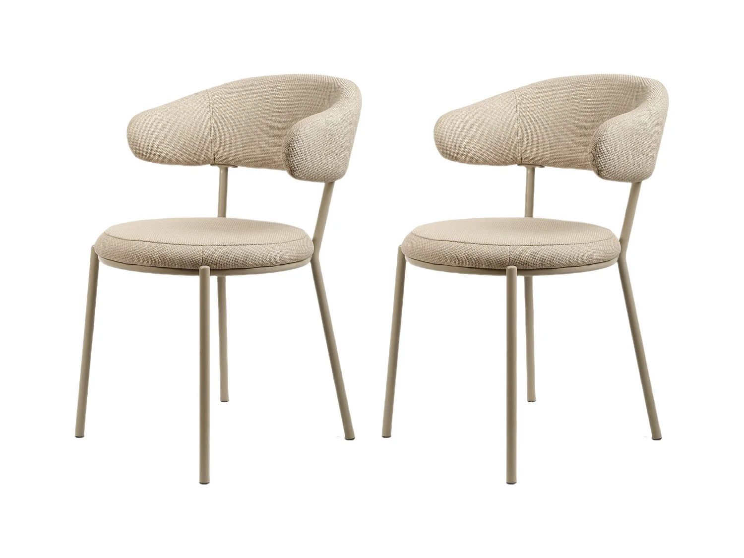 Sillas Rebecca Mobili Alamanda 80,5x47,5x57,5 Tela de Poliéster Acero Beige Moderno CONJUNTO 2 piezas