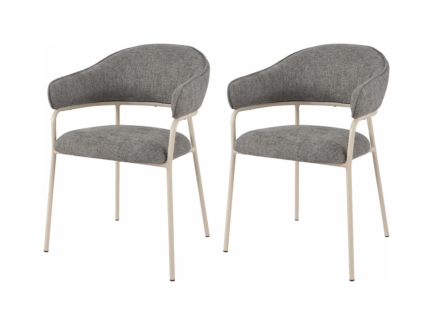 Chaises Cadetia 82,5x57x56,5 Tissu Polyester Acier Gris Blanc Moderne ENSEMBLE 2 pièces