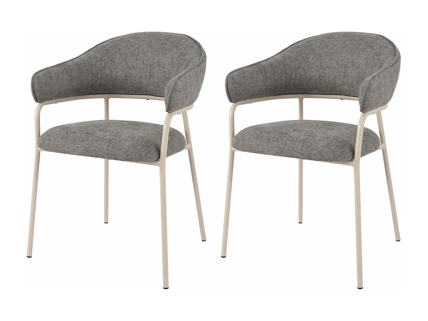 Chaises Cadetia 82,5x57x56,5 Tissu Polyester Acier Gris Blanc Moderne ENSEMBLE 2 pièces