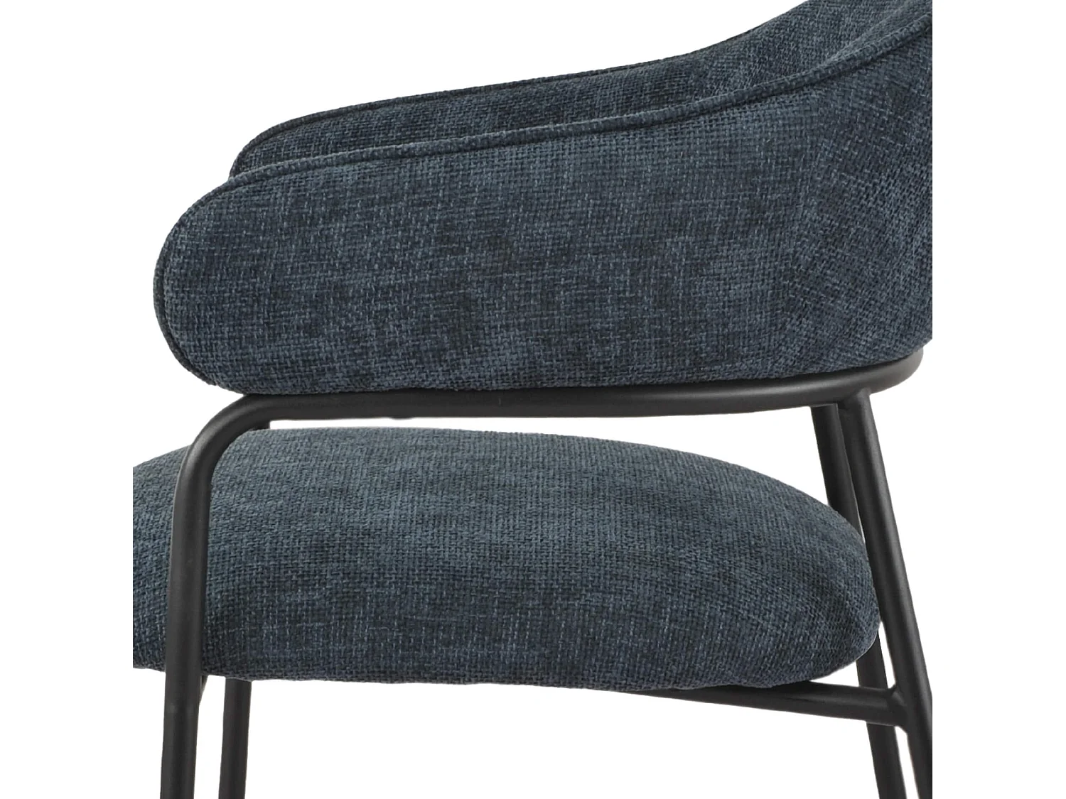 Sedie Rebecca Mobili Azobe 82,5x57x56,5 Tessuto Poliestere Acciaio Blu Petrolio Nero Moderno SET 2 pezzi