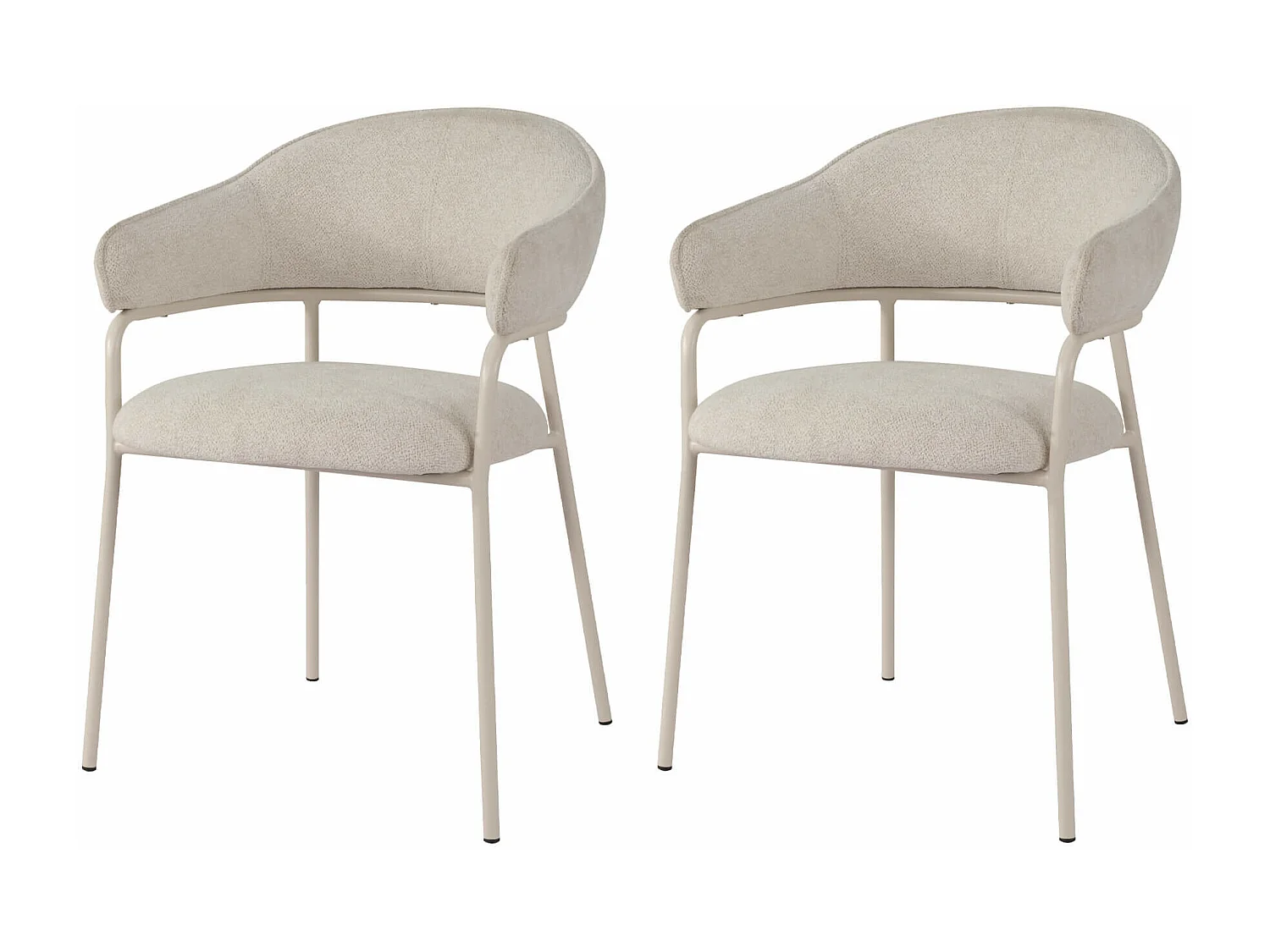 Chaises Dorstenia 82,5x57x56,5 Tissu Polyester Acier Blanc Perle Moderne ENSEMBLE 2 pièces