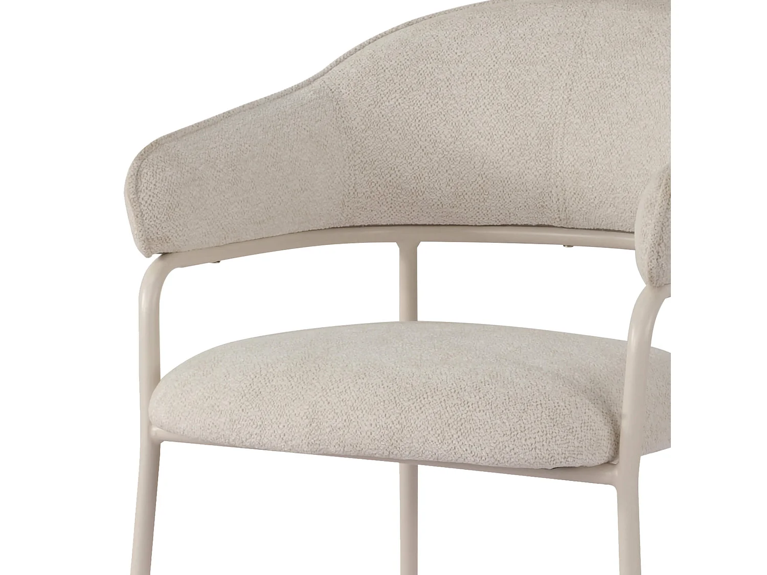 Chaises Dorstenia 82,5x57x56,5 Tissu Polyester Acier Blanc Perle Moderne ENSEMBLE 2 pièces