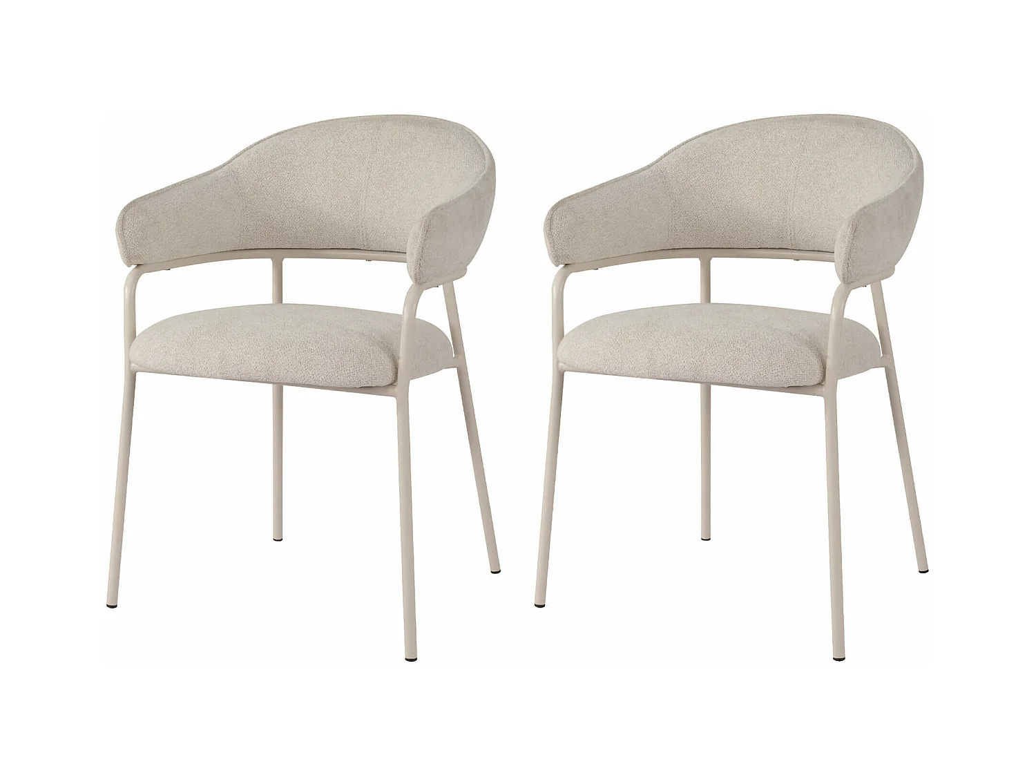 Sillas Rebecca Mobili Dorstenia 82,5x57x56,5 Tela de Poliéster Acero Blanco Perla Moderno CONJUNTO 2 piezas