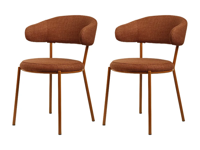 Sedie Rebecca Mobili Frenj 80,5x47,5x57,5 Tessuto Poliestere Acciaio Arancione Moderno SET 2 pezzi