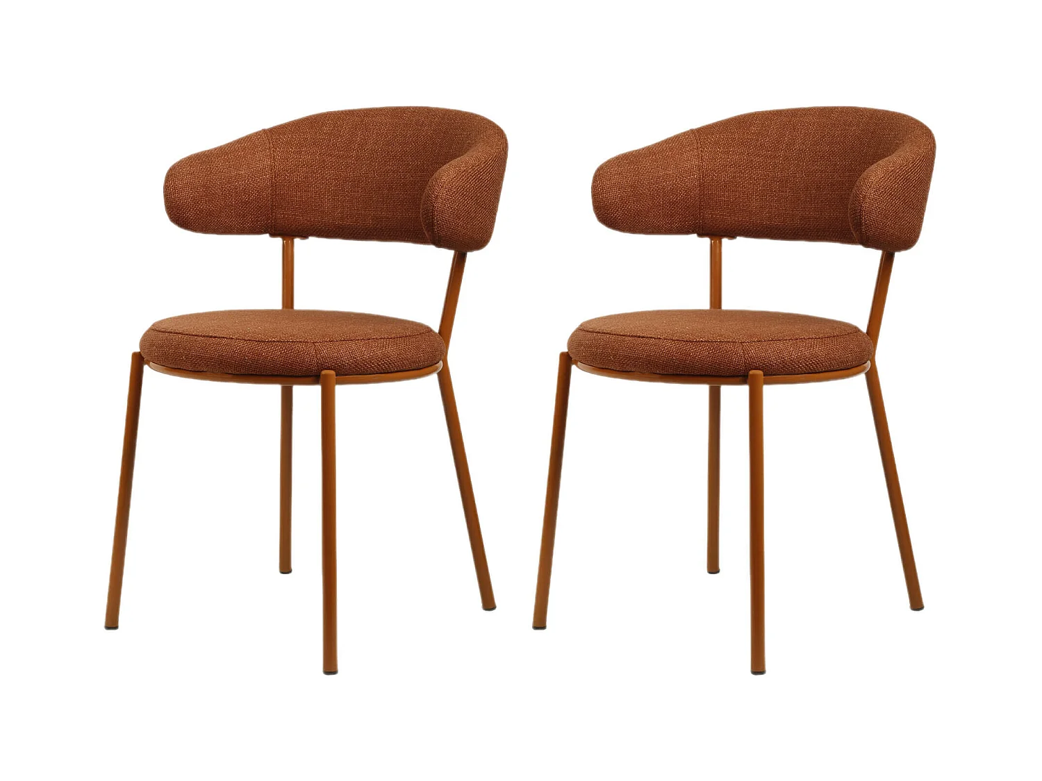 Sillas Rebecca Mobili Frenj 80,5x47,5x57,5 Tela de Poliéster Acero Naranja Moderno CONJUNTO 2 piezas