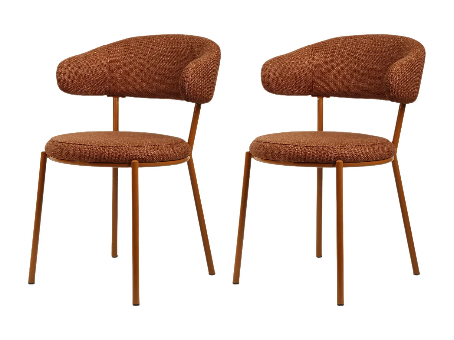 Cadeiras Rebecca Mobili Frenj 80,5x47,5x57,5 Tecido de Poliéster Aço Laranja Moderno CONJUNTO 2 peças