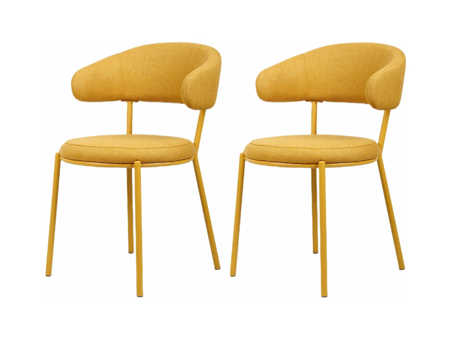 Sedie Rebecca Mobili Dablen 80,5x47,5x57,5 Tessuto Poliestere Acciaio Giallo Moderno SET 2 pezzi
