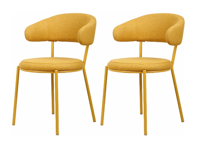 Sedie Rebecca Mobili Dablen 80,5x47,5x57,5 Tessuto Poliestere Acciaio Giallo Moderno SET 2 pezzi
