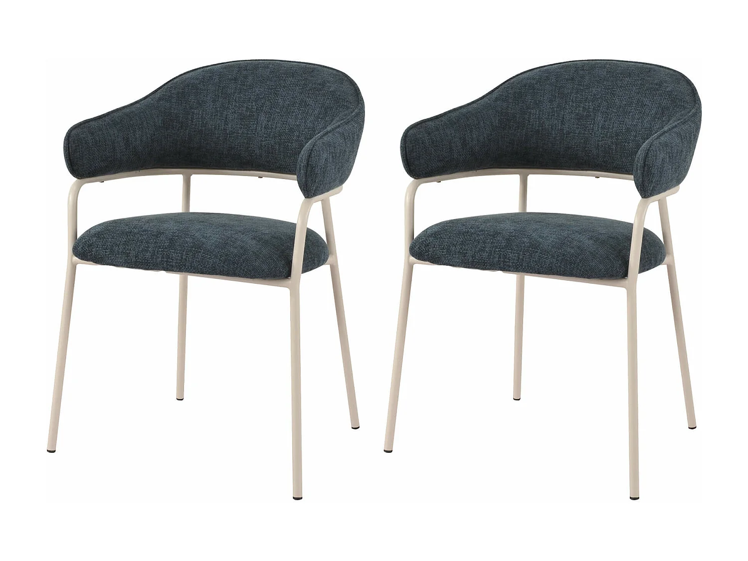 Sedie Rebecca Mobili Guanabana 82,5x57x56,5 Tessuto Poliestere Acciaio Blu Petrolio Bianco Moderno SET 2 pezzi