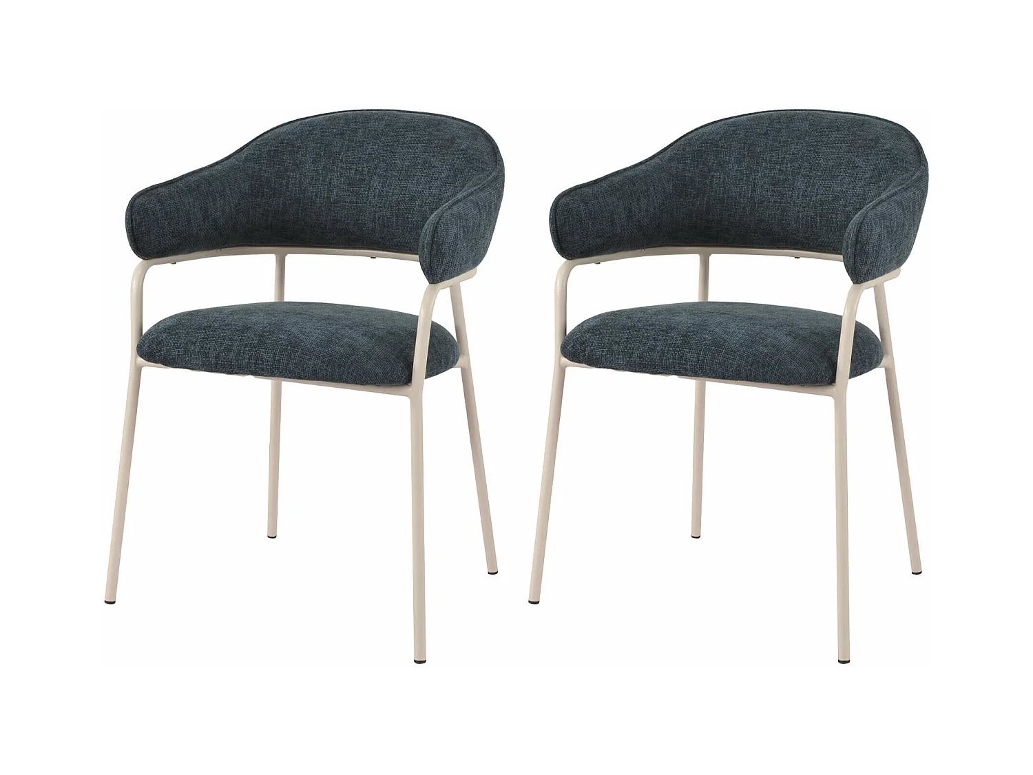 Sillas Rebecca Mobili Guanabana 82,5x57x56,5 Tela de Poliéster Acero Azul Petróleo Blanco Moderno CONJUNTO 2 piezas