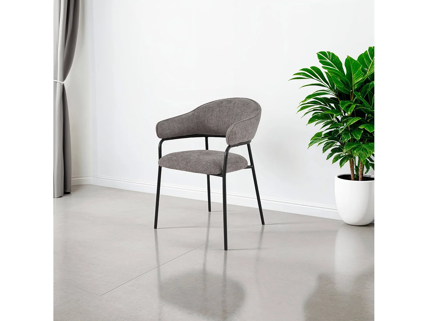 Chaises Jatoba 82,5x57x56,5 Tissu Polyester Acier Gris Noir Moderne ENSEMBLE 2 pièces