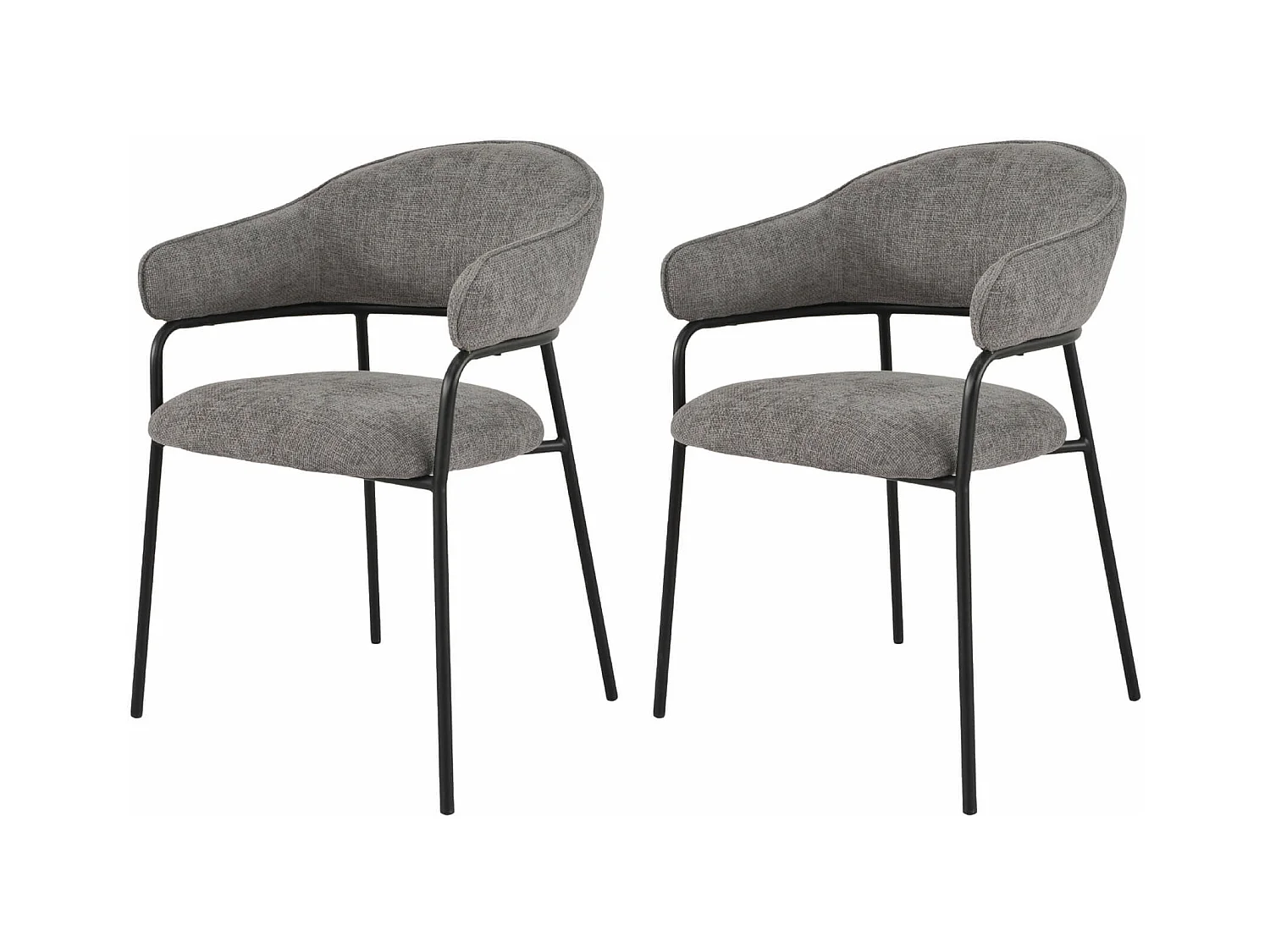 Chaises Jatoba 82,5x57x56,5 Tissu Polyester Acier Gris Noir Moderne ENSEMBLE 2 pièces