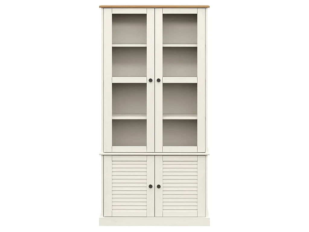 Vetrina VIGO 85x35x170 cm in Legno Massello di Pino Bianco