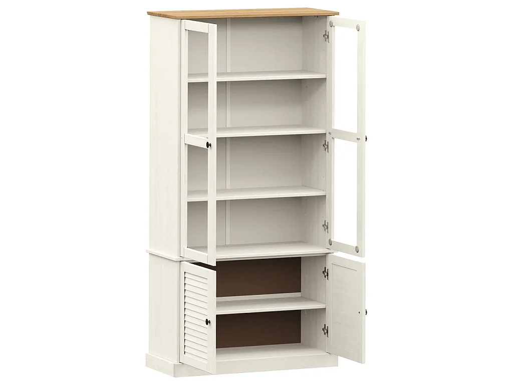 Vetrina VIGO 85x35x170 cm in Legno Massello di Pino Bianco