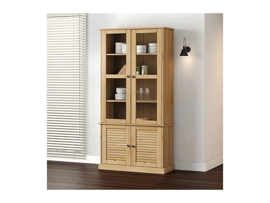 Vitrinekast VIGO 85x35x170 cm massief grenenhout