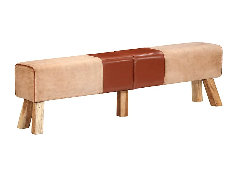 Bank Turnbock-Design Braun 160 cm Echtleder und Canvas