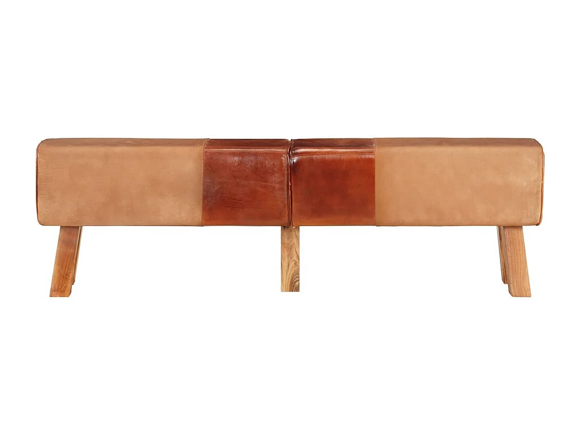 Banc de gymnastique marron 160 cm cuir véritable et toile