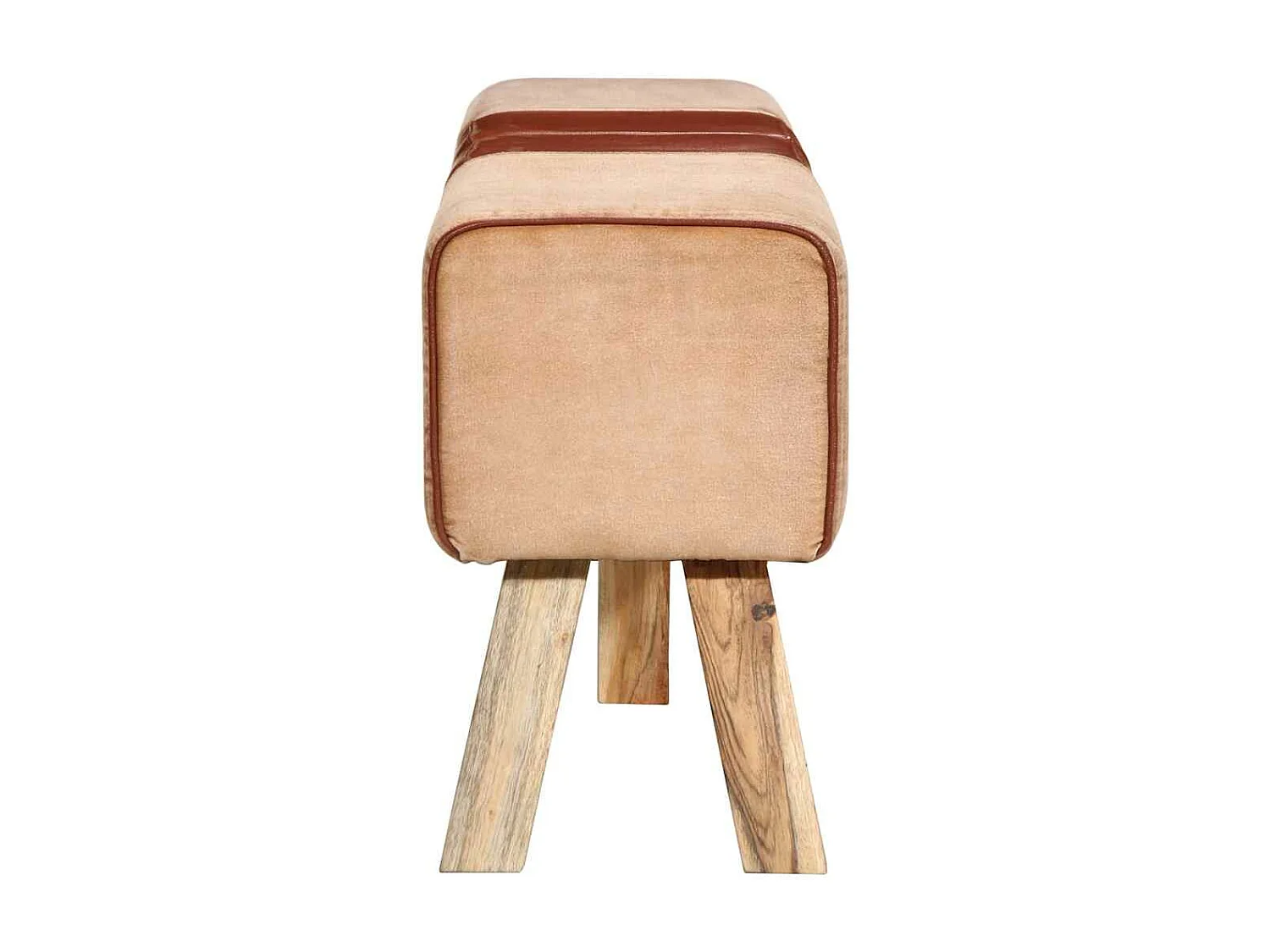 Banc de gymnastique marron 160 cm cuir véritable et toile