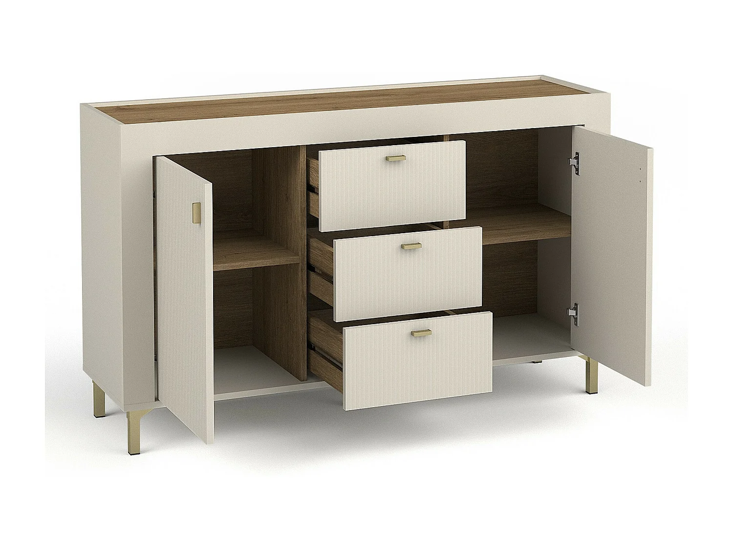 Commode Mormavu 103, Cachemire|Chêne, Avec tiroirs et portes, 84x138x40cm