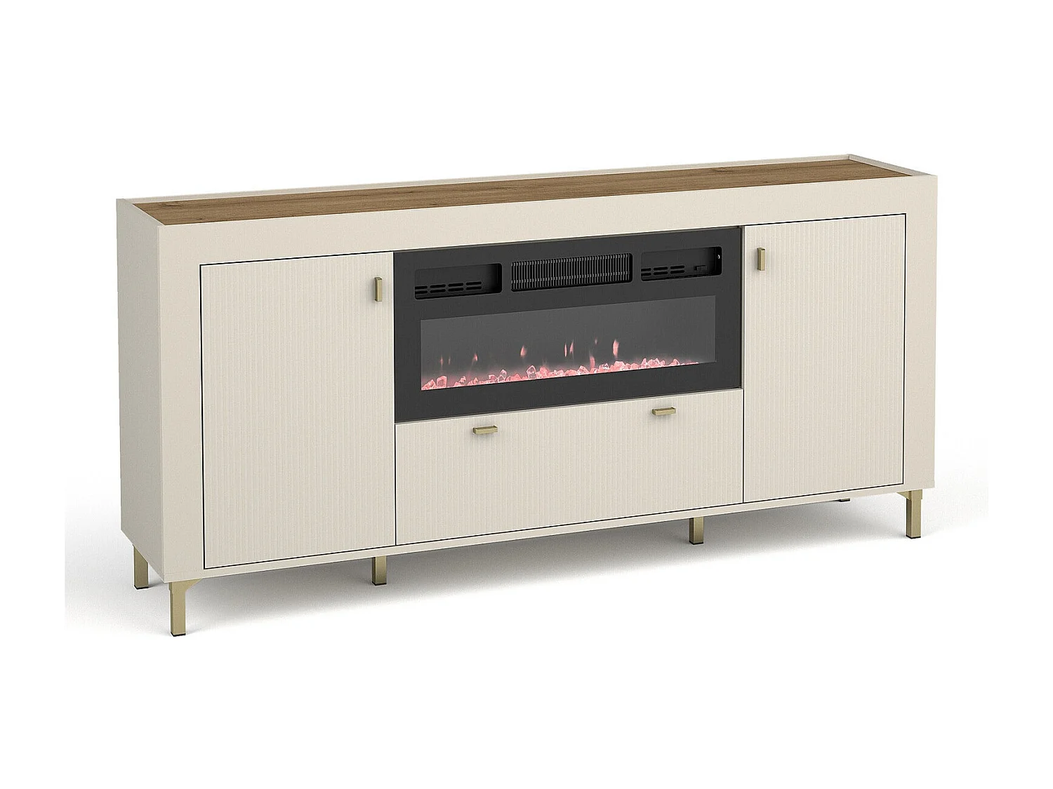 Commode Mormavu 110, Chêne|Cachemire, Avec tiroirs et portes, 84x177x40cm