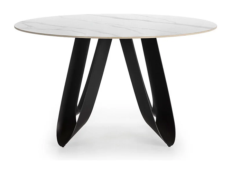 Zalcor - Table à manger 6 personnes ronde en céramique - Blanc