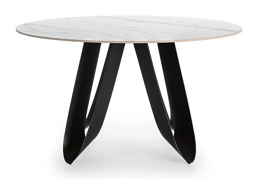 Zalcor - Table à manger 6 personnes ronde en céramique - Blanc