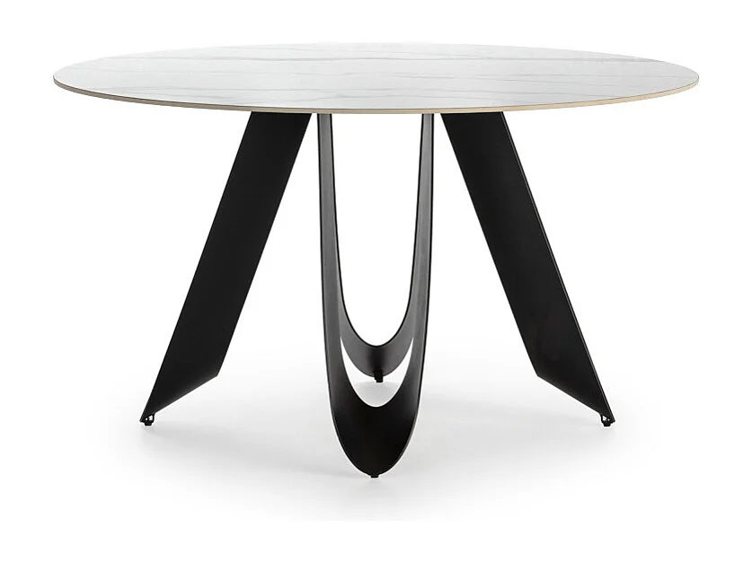 Zalcor - Table à manger 6 personnes ronde en céramique - Blanc