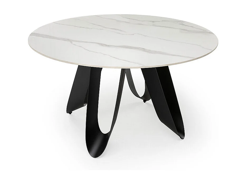 Zalcor - Table à manger 6 personnes ronde en céramique - Blanc