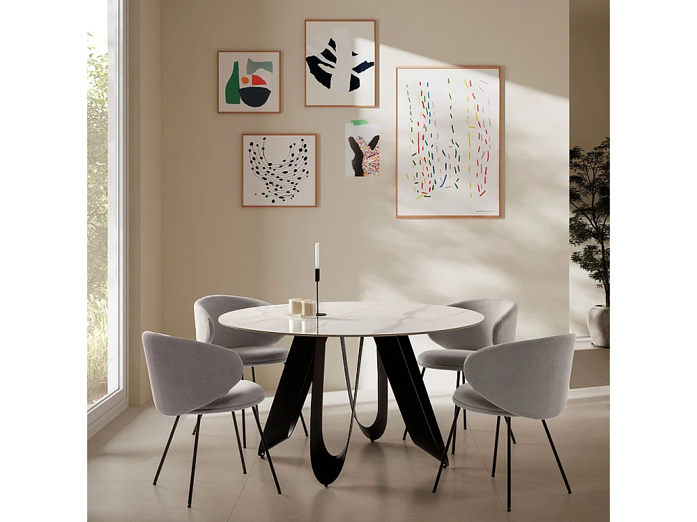 Eetkamertafel Aila - 135x135x76cm - Zwart