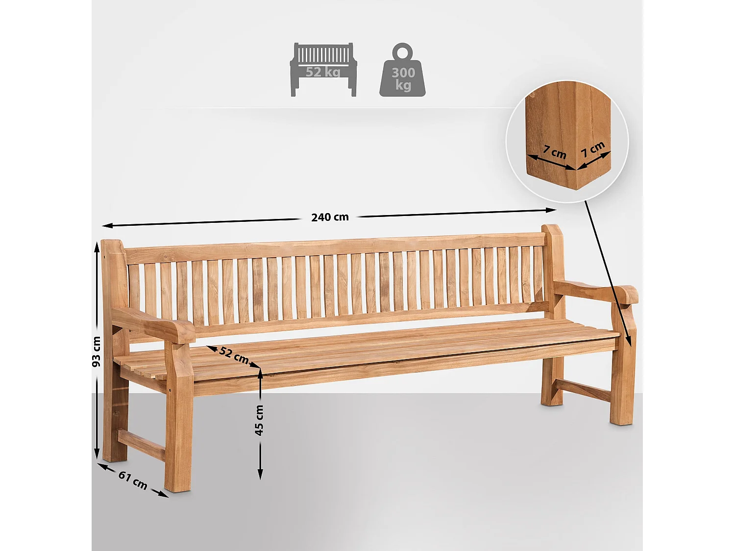 Panchina da giardino - Legno & Legno - tek - Jackson V2