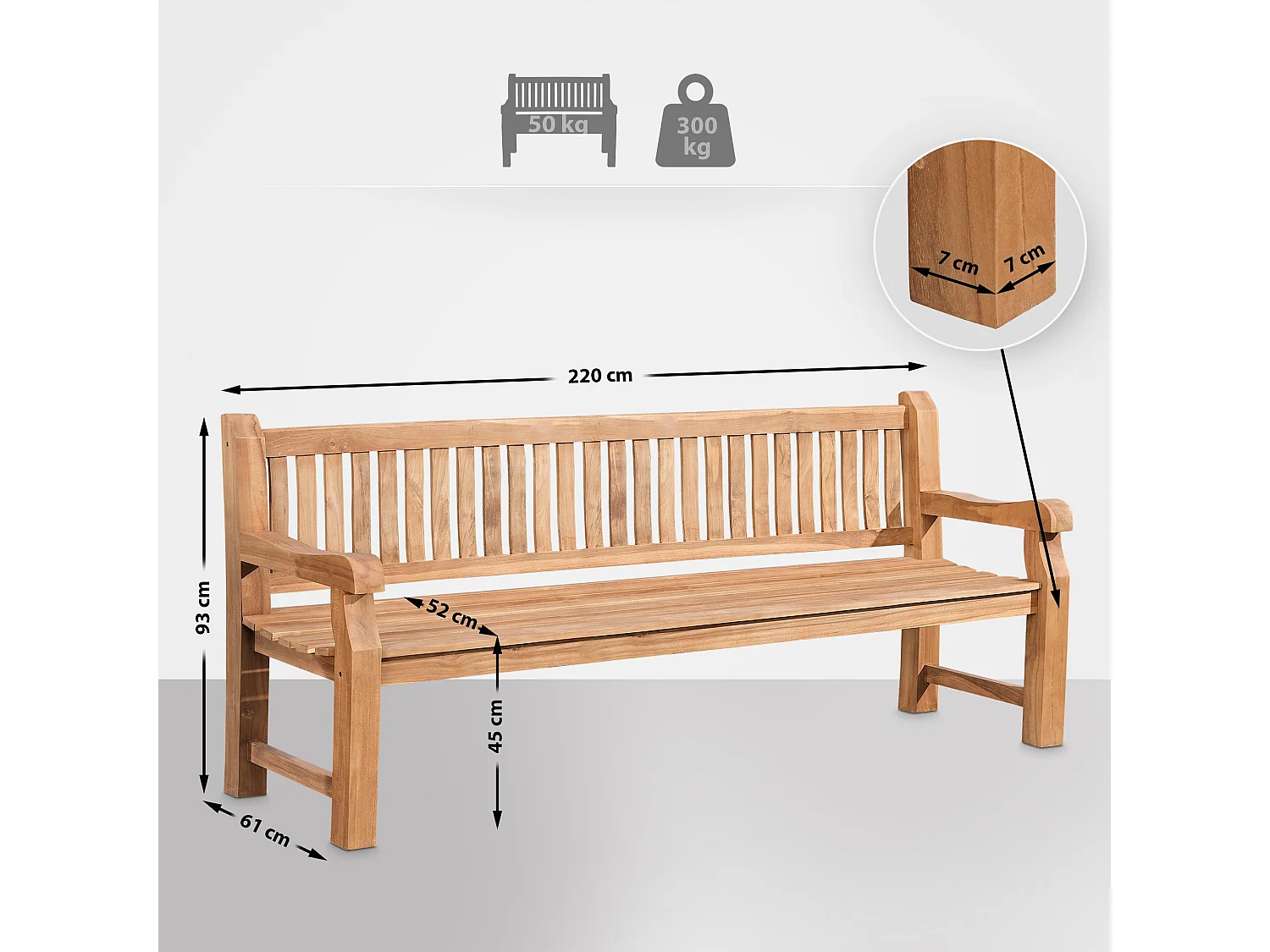 Banc de jardin - Bois & Bois - Teck - Jackson V2
