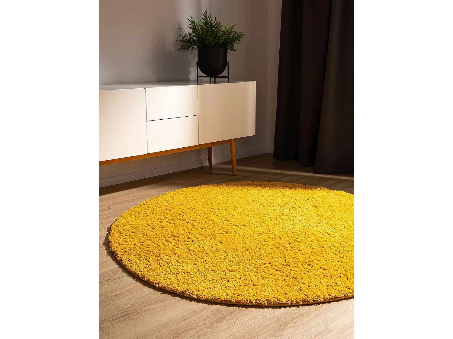 Tapis à poils longs Soho Jaune ø 160 cm rond