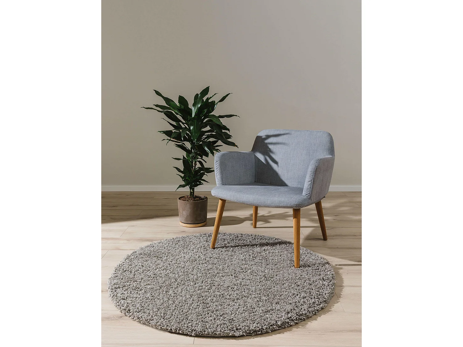 Tapis à poils longs Soho Gris clair ø 120 cm rond