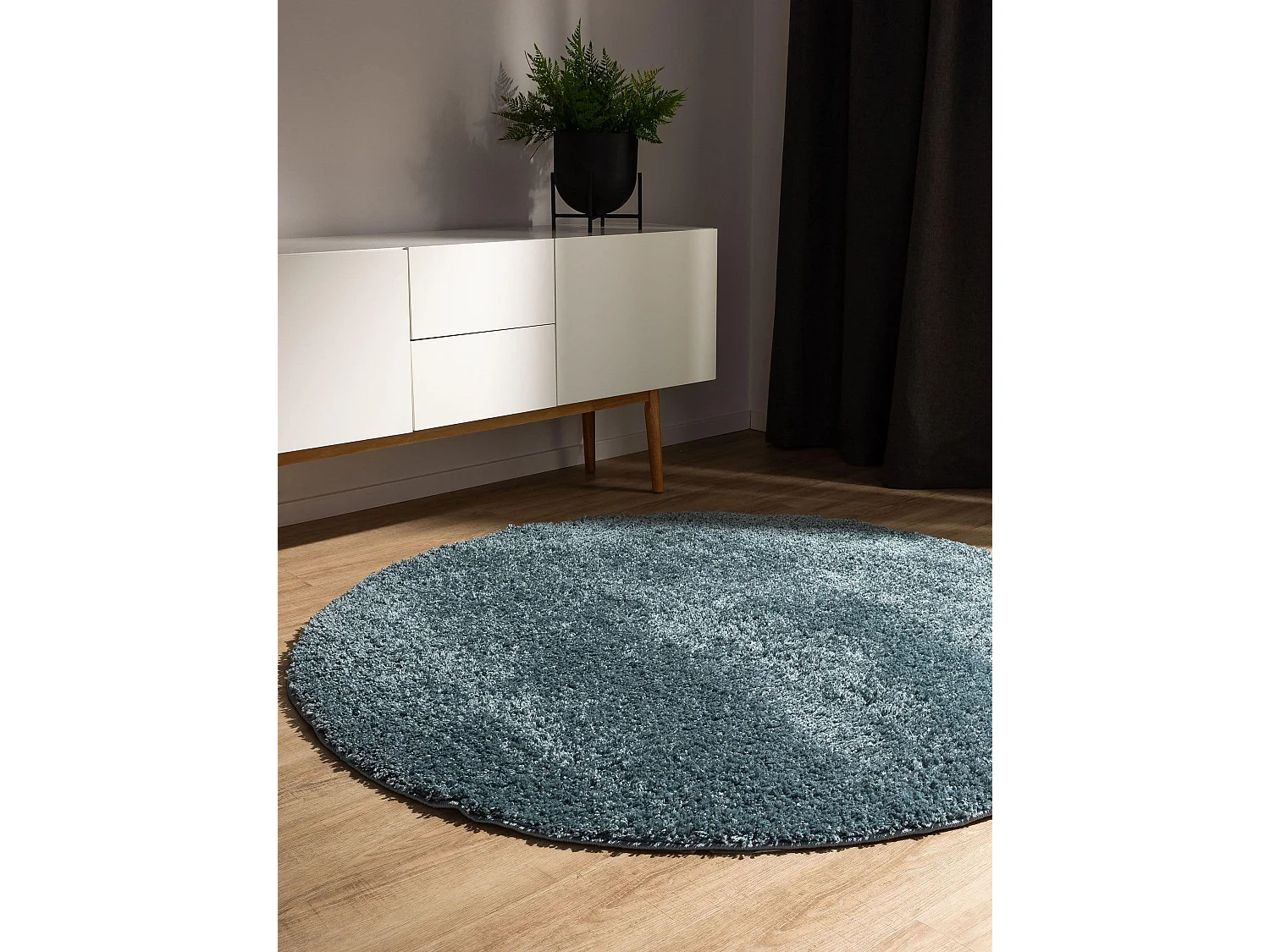 Tapis à poils longs Soho Bleu ø 160 cm rond